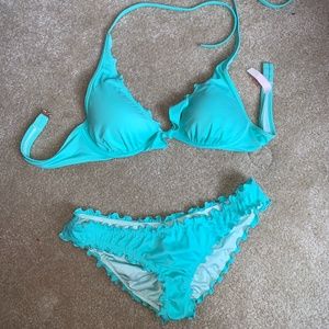 Blue Halter Bikini Set